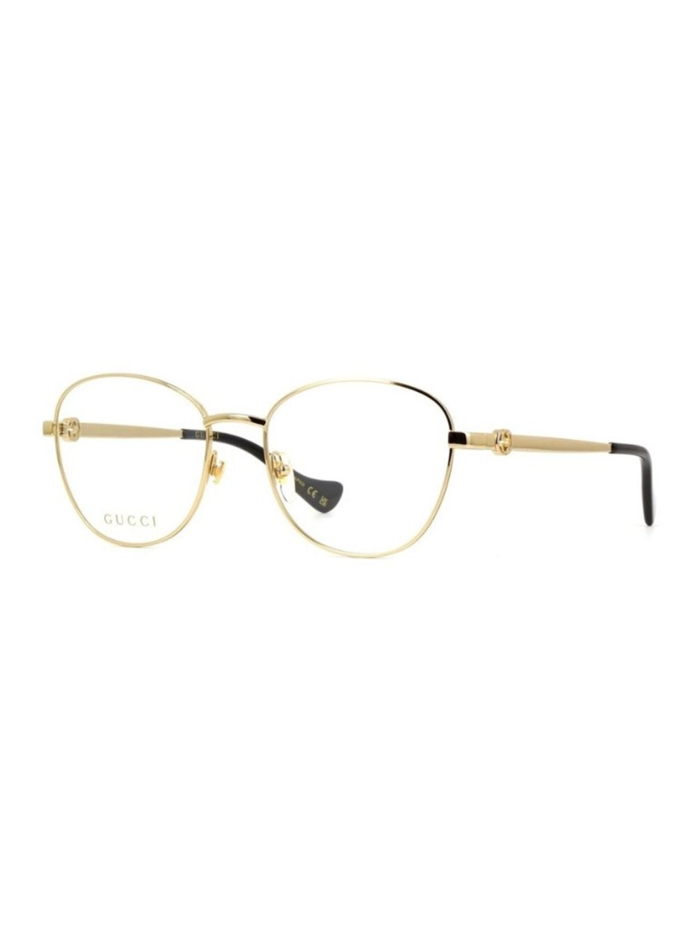 New Authentic Gucci Women's Shiny Gold Round Metal Glasses